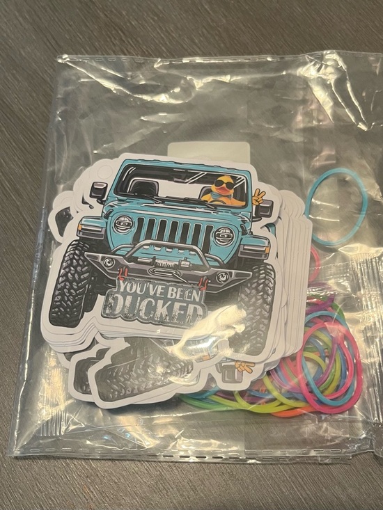 Other - 'You've Been Ducked' Teal Jeep Card Pack with Colorful Rubber Bands
